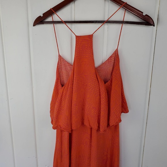 Thakoon Addition Women's 4 Racer Back Orange Print Rayon Spaghetti Strap Dress - Picture 7 of 13